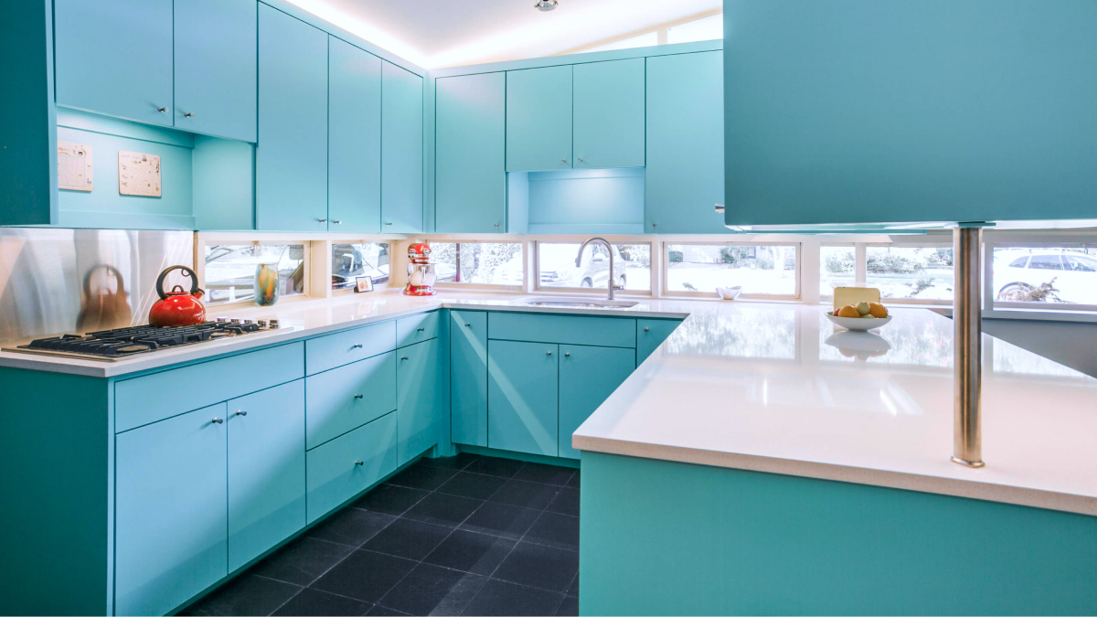 Kitchen Set Warna Biru Tosca: Kesan Segar dan Elegan di Dapur Anda